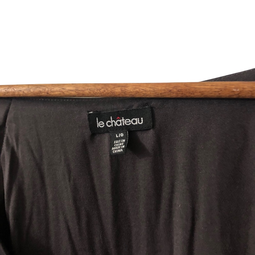 Vintage Le Chateau L v-neck sleeveless Top Empire Waist Charcoal Black - Picture 3 of 5
